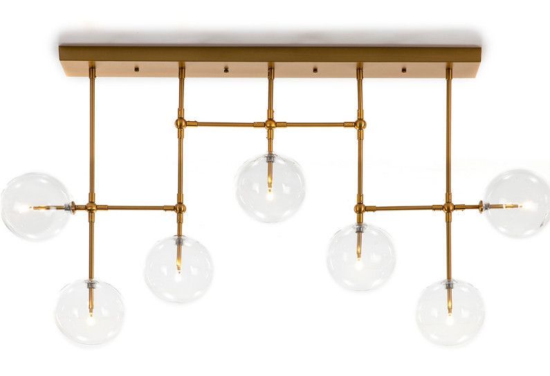 Lampe suspension verre et métal doré Vera H 90 - Photo n°1