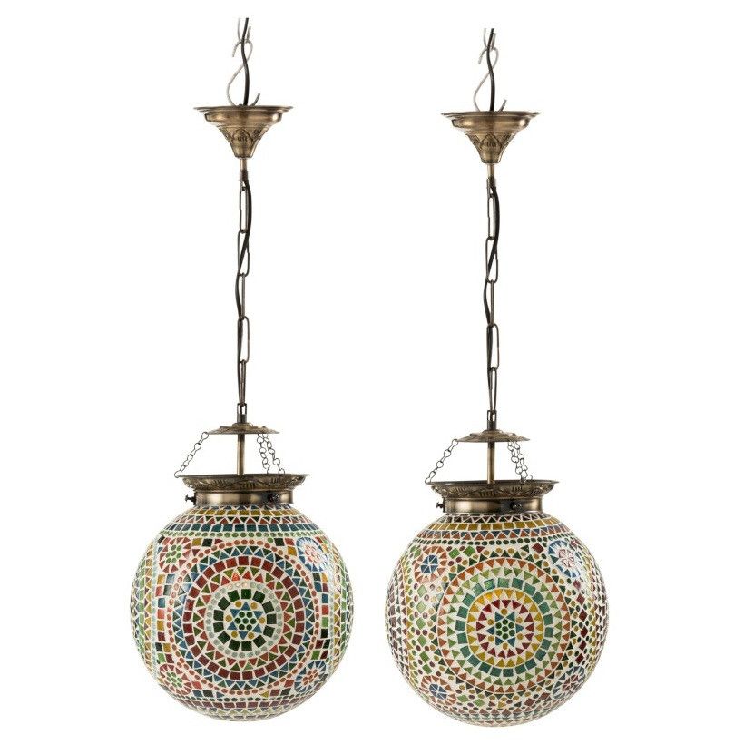 Lampe suspension verre multicolore Veeda D 26 cm - Lot de 2 - Photo n°1