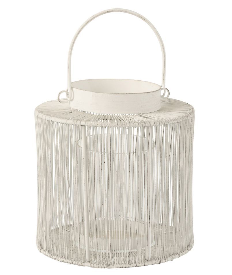 Lanterne métal mate blanc Marcos H 19 cm - Photo n°1