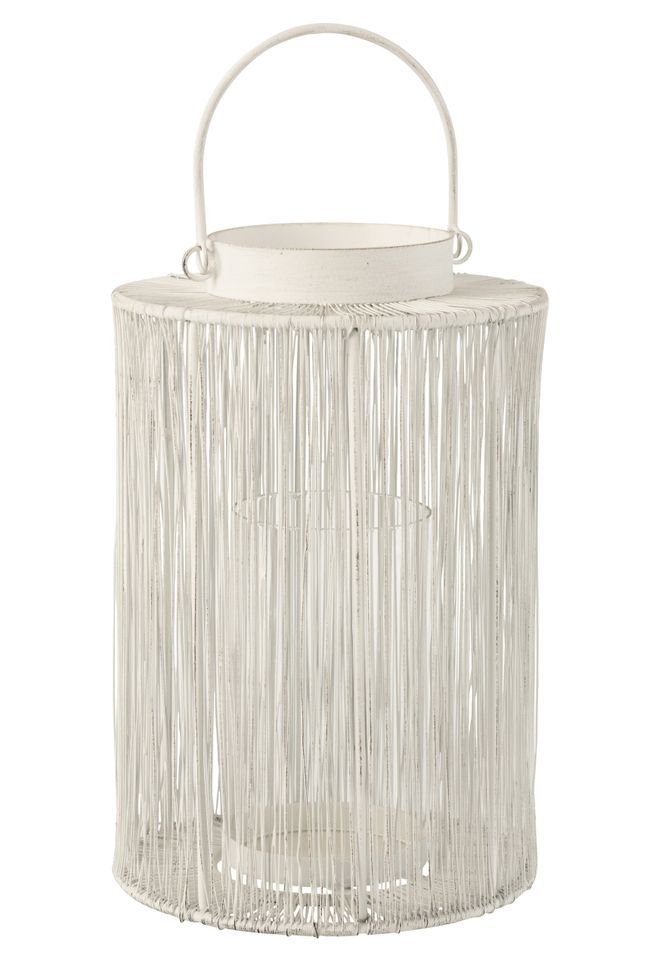 Lanterne moyenne métal blanc Leyla H 38.5 cm - Photo n°1