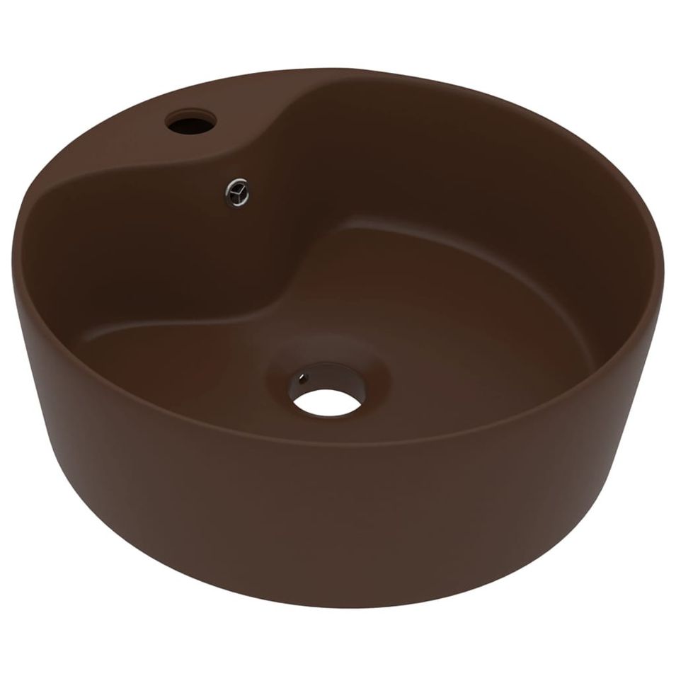 Lavabo avec trop-plein Marron foncé mat 36x13 cm Céramique - Photo n°1