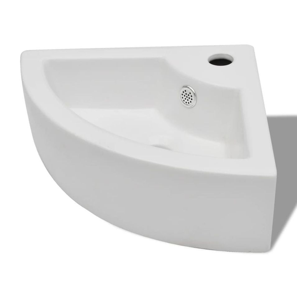 Lavabo avec trou de trop-plein 45x32x12,5 cm Blanc - Photo n°1