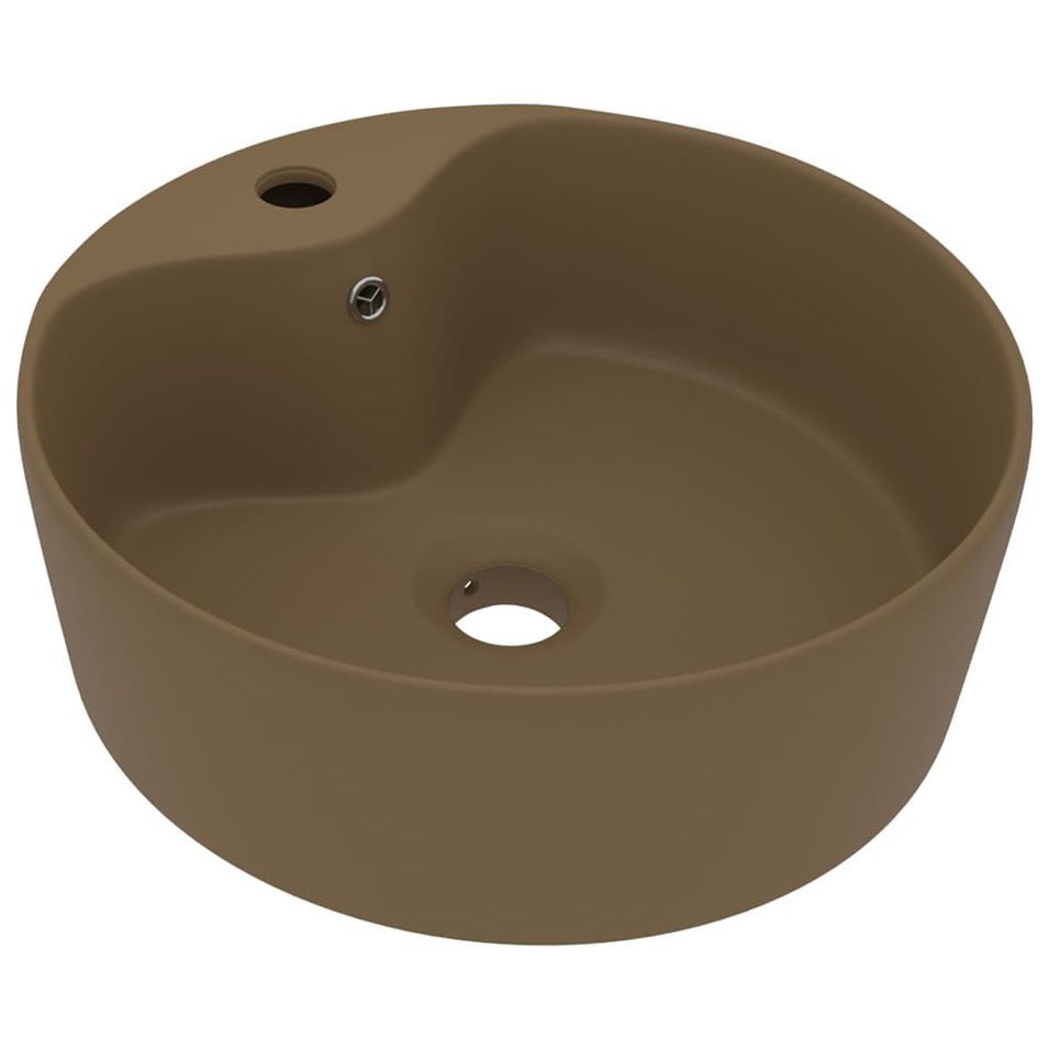 Lavabo de luxe avec trop-plein Crème mat 36x13 cm Céramique - Photo n°1