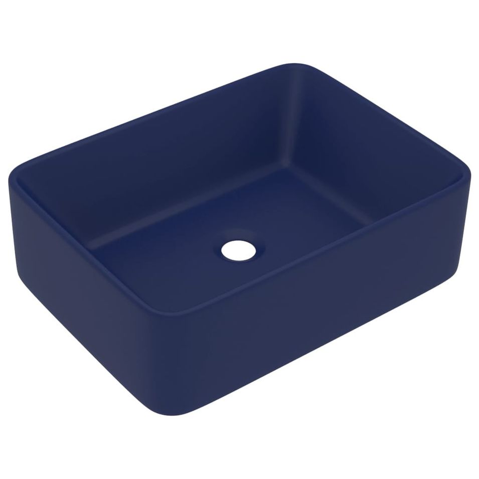Lavabo de luxe Bleu foncé mat 41x30x12 cm Céramique - Photo n°1