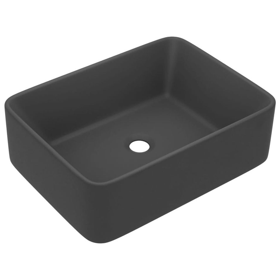 Lavabo de luxe Gris foncé mat 41x30x12 cm Céramique - Photo n°1