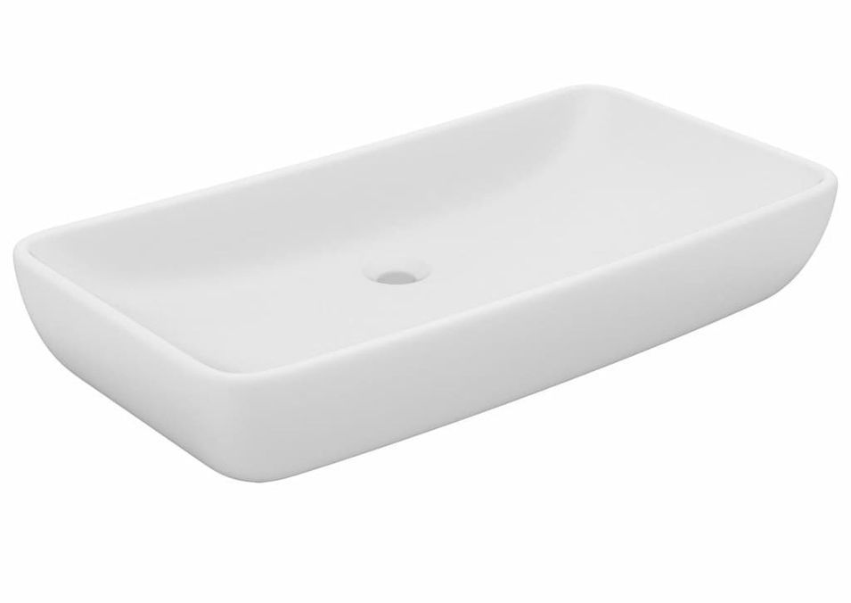 Lavabo de luxe rectangulaire Blanc mat 71x38 cm Céramique - Photo n°1