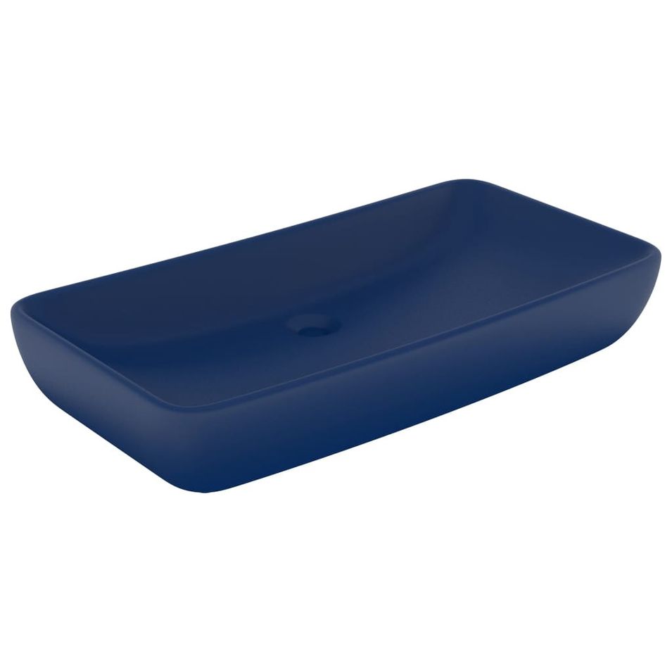 Lavabo de luxe rectangulaire Bleu foncé mat 71x38 cm Céramique - Photo n°1