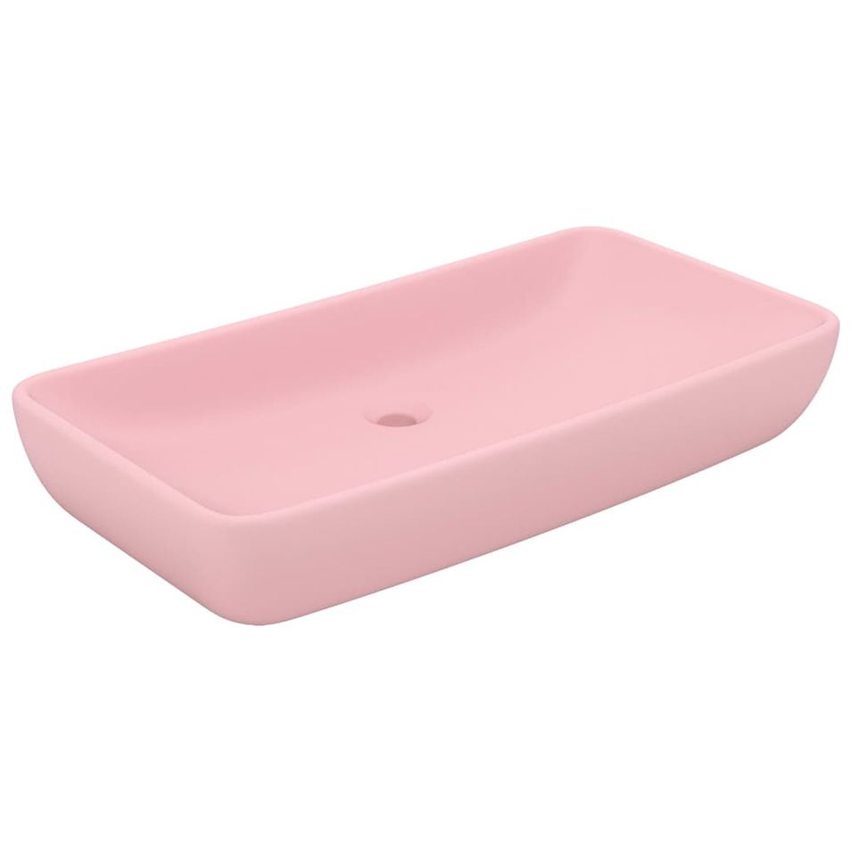 Lavabo de luxe rectangulaire Rose mat 71x38 cm Céramique - Photo n°1