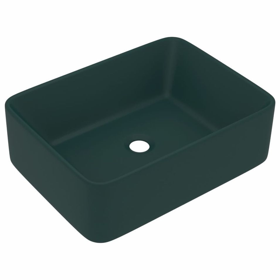 Lavabo de luxe Vert foncé mat 41x30x12 cm Céramique - Photo n°1