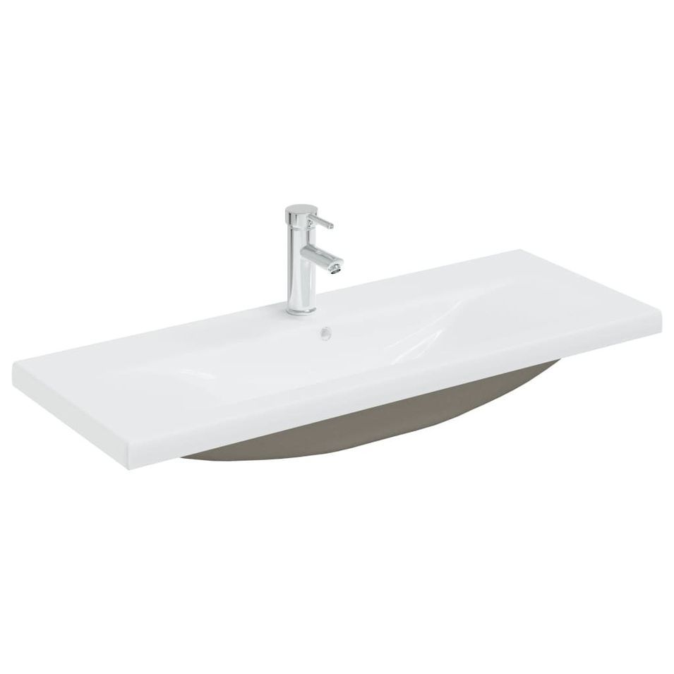 Lavabo encastré avec robinet 101x39x18 cm Céramique Blanc - Photo n°1
