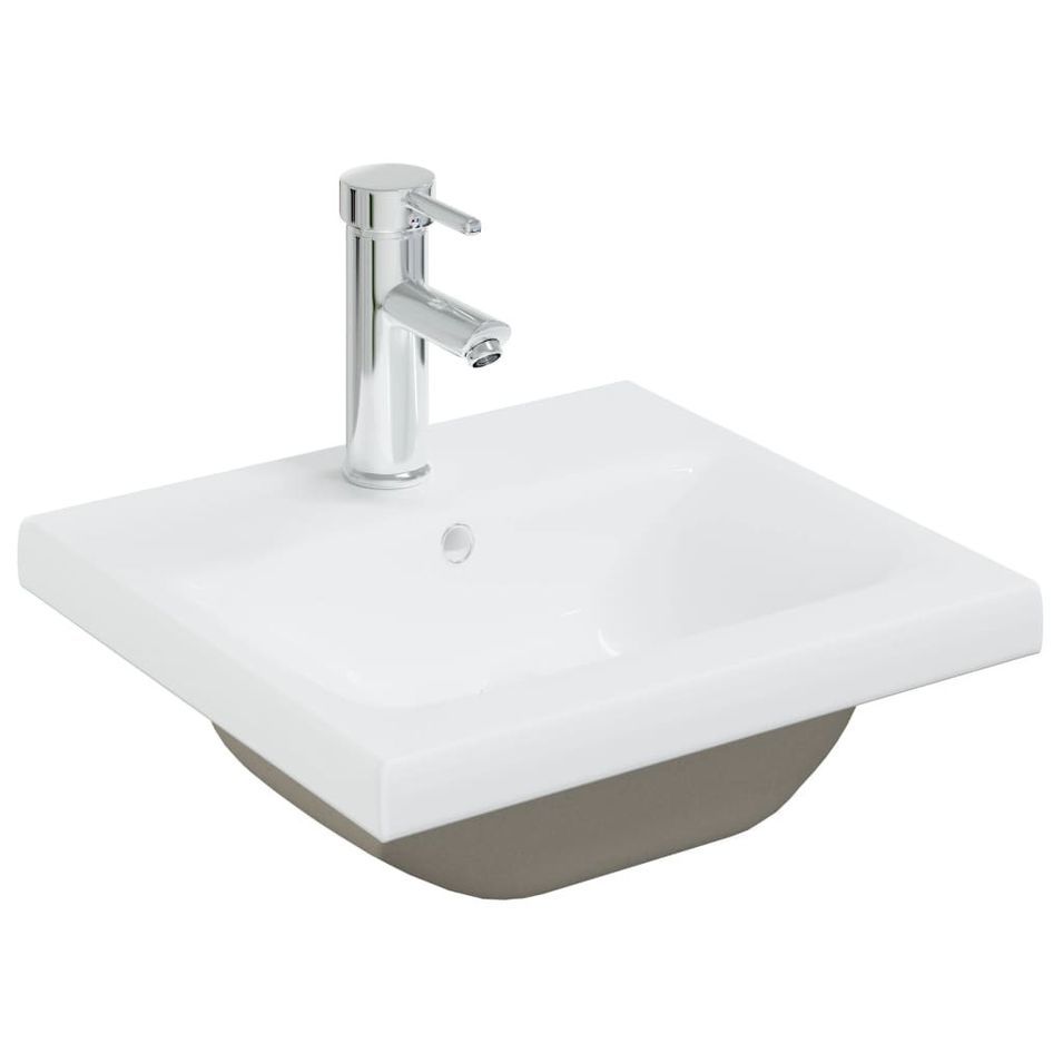 Lavabo encastré avec robinet 42x39x18 cm Céramique Blanc - Photo n°1