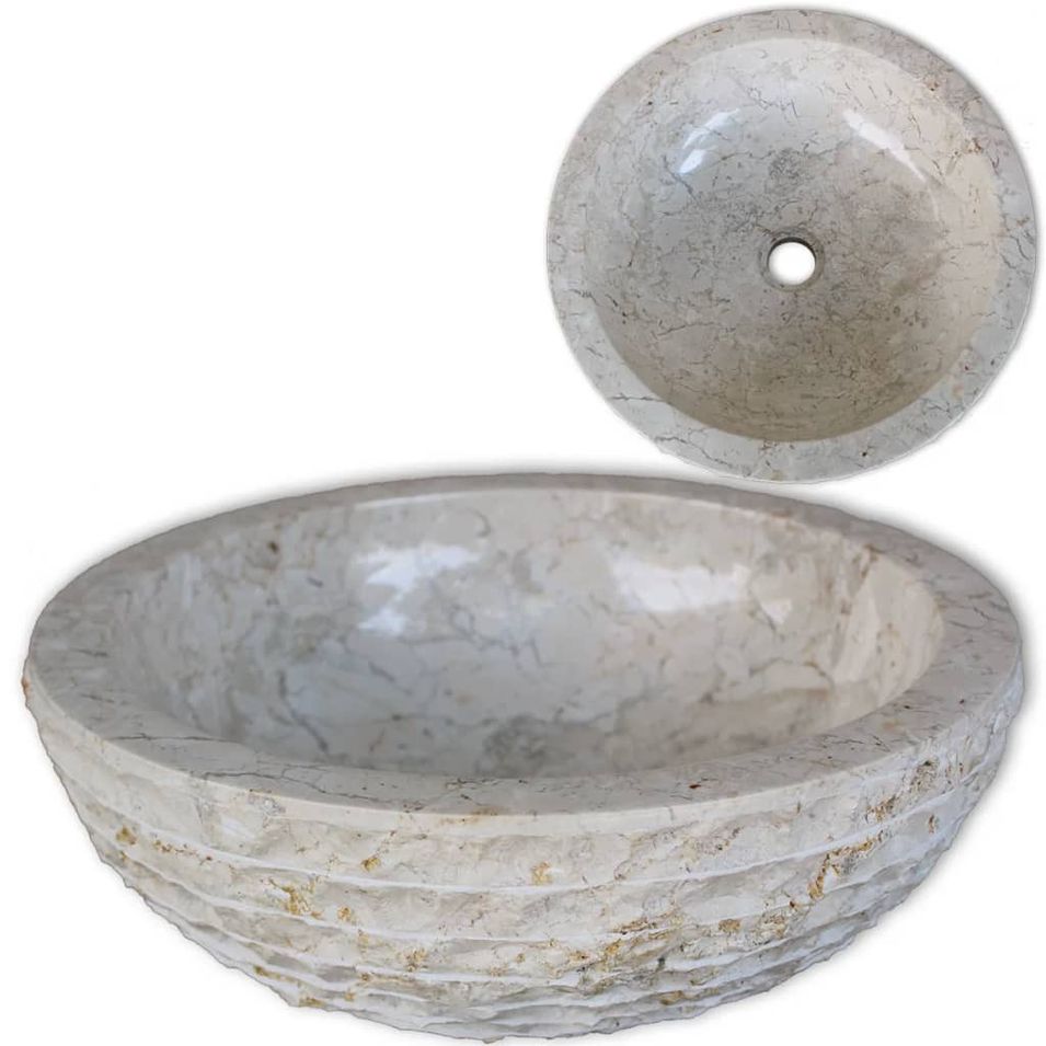 Lavabo Marbre 40 cm Crème - Photo n°1