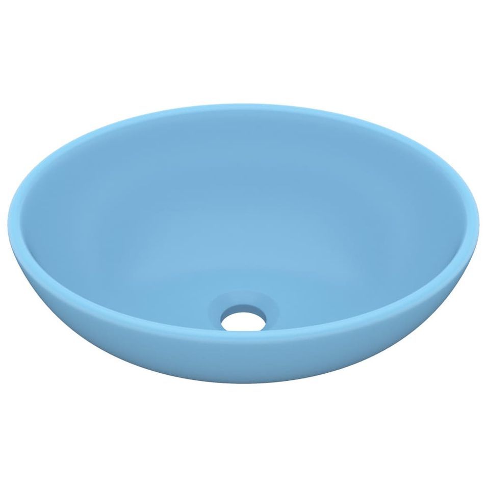 Lavabo ovale de luxe Bleu clair mat 40x33 cm Céramique - Photo n°1