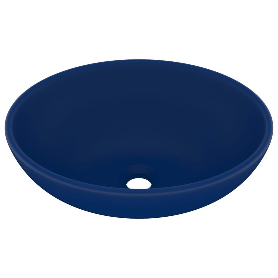 Lavabo ovale de luxe Bleu foncé mat 40x33 cm Céramique - Photo n°1