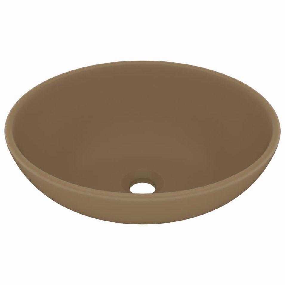 Lavabo ovale de luxe Crème mat 40x33 cm Céramique - Photo n°1
