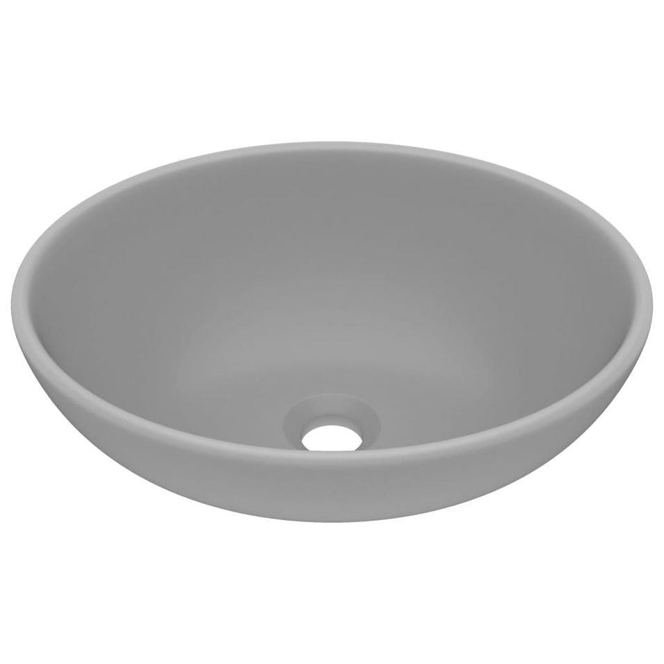 Lavabo ovale de luxe Gris clair mat 40x33 cm Céramique - Photo n°1
