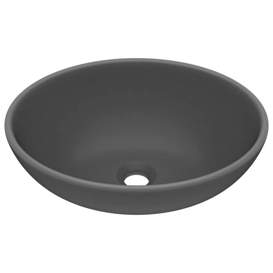 Lavabo ovale de luxe Gris foncé mat 40x33 cm Céramique - Photo n°1