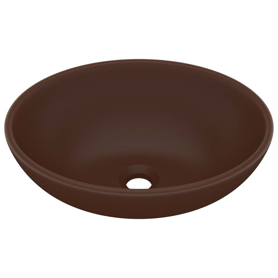 Lavabo ovale de luxe Marron foncé mat 40x33 cm Céramique - Photo n°1