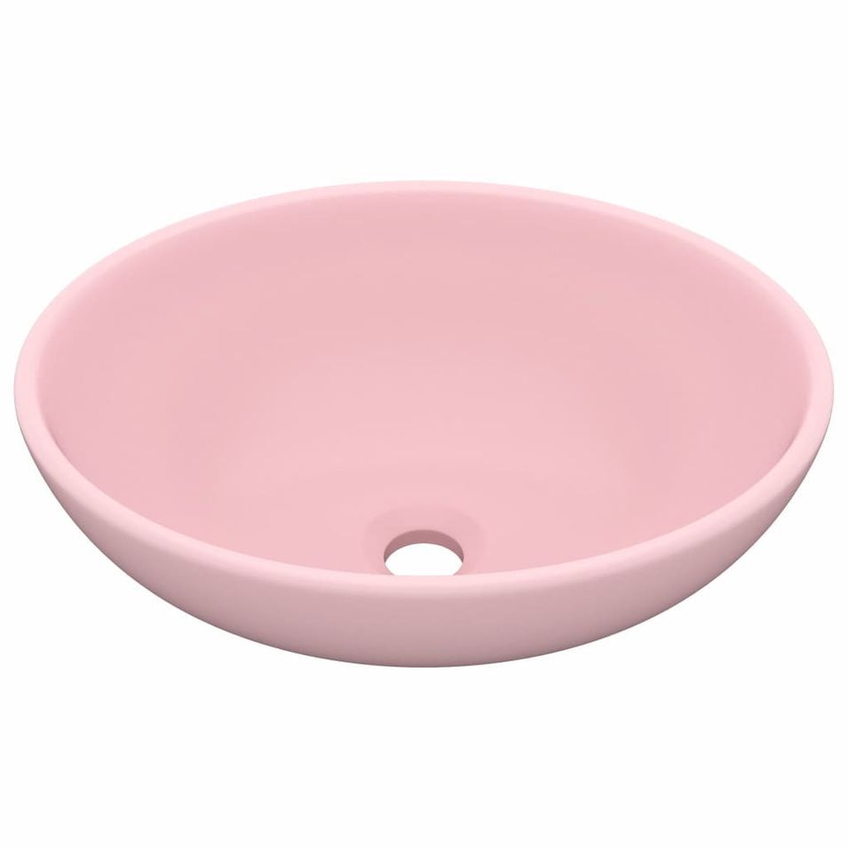 Lavabo ovale de luxe Rose mat 40x33 cm Céramique - Photo n°1