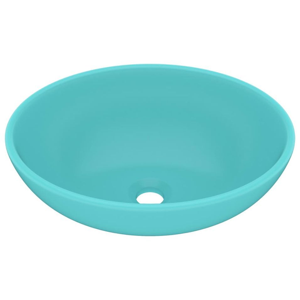 Lavabo ovale de luxe Vert clair mat 40x33 cm Céramique - Photo n°1