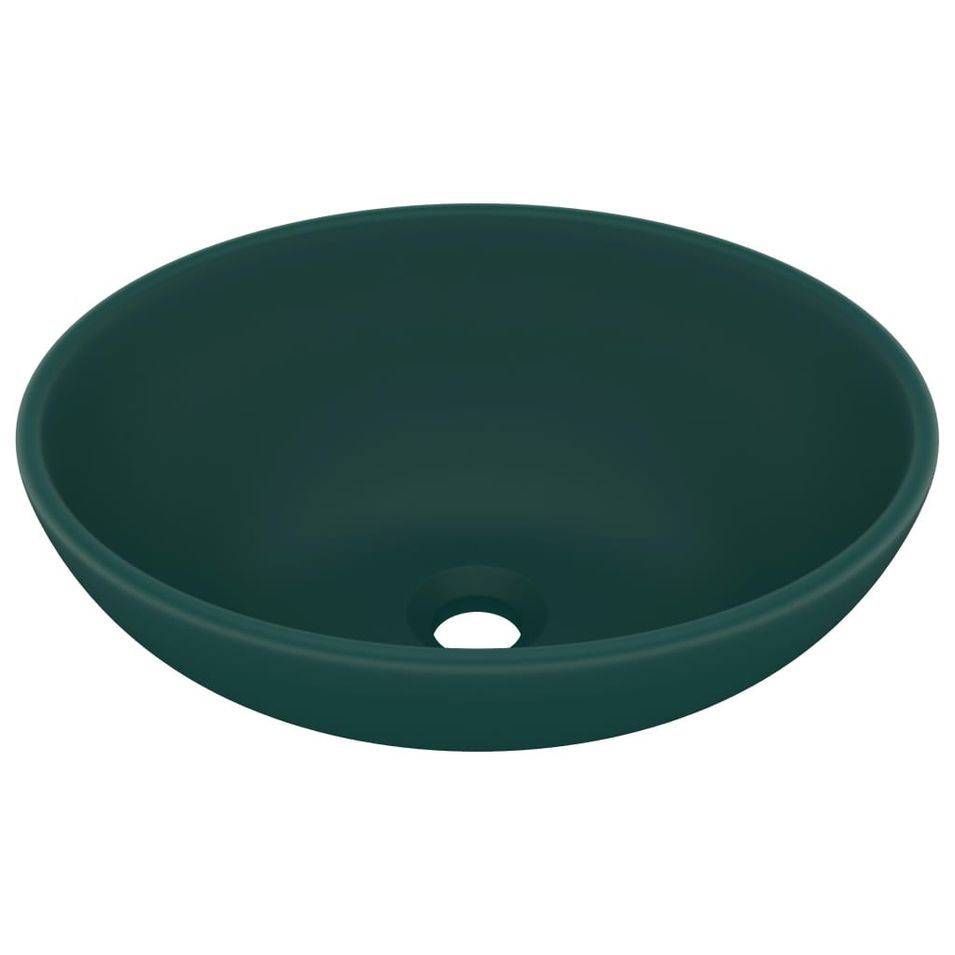 Lavabo ovale de luxe Vert foncé mat 40x33 cm Céramique - Photo n°1