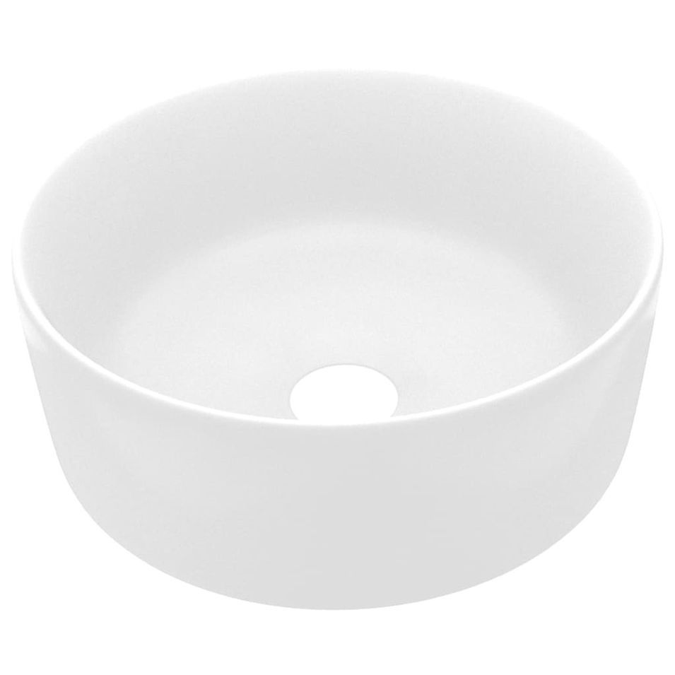Lavabo rond de luxe Blanc mat 40x15 cm Céramique - Photo n°1