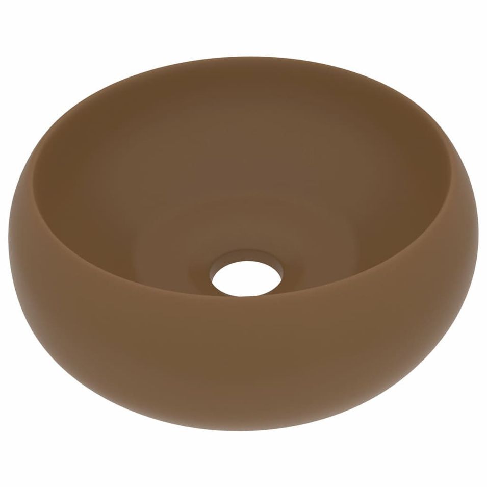 Lavabo rond de luxe Crème mat 40x15 cm Céramique - Photo n°1