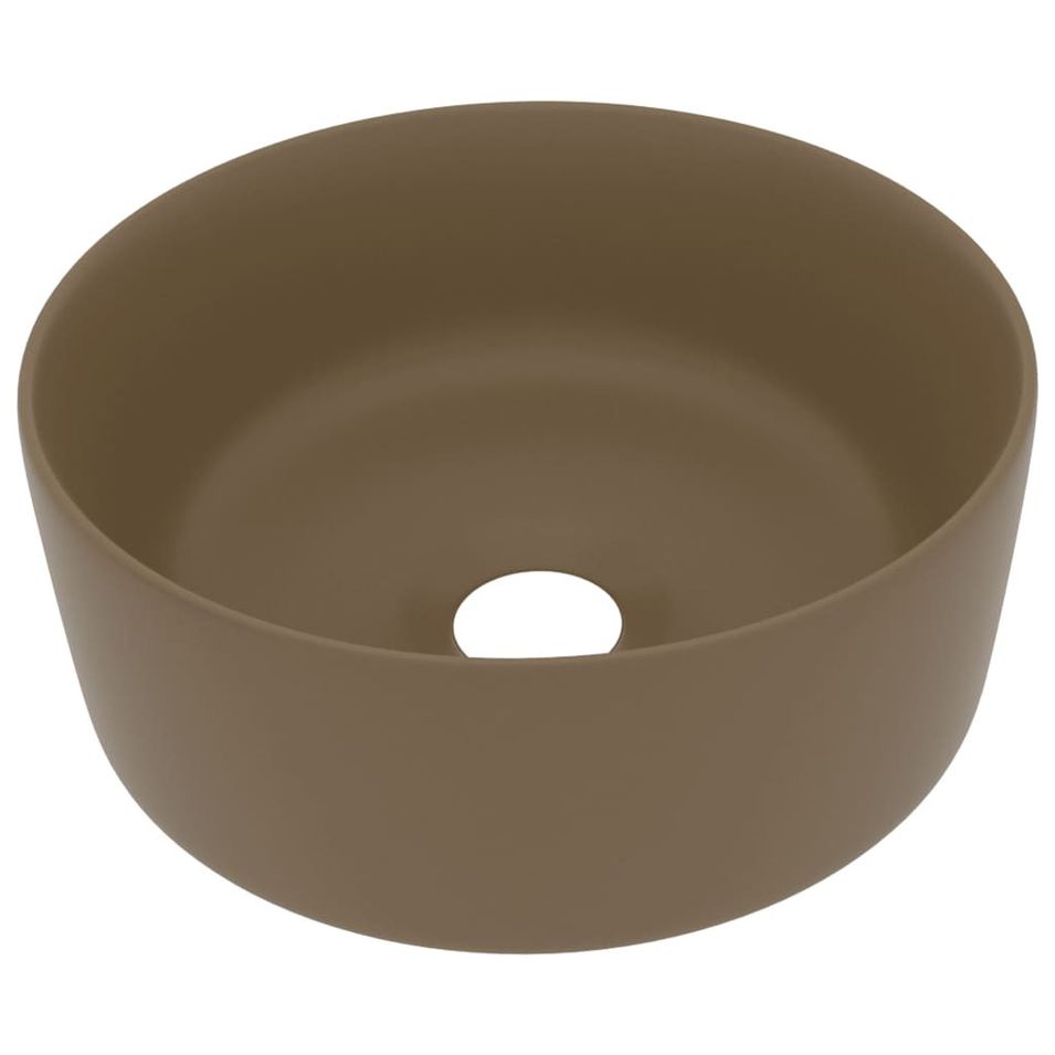 Lavabo rond de luxe Crème mat 40x15 cm Céramique 2 - Photo n°1