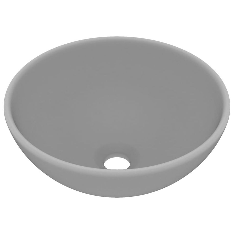 Lavabo rond de luxe de salle Gris clair mat 32,5x14cm Céramique - Photo n°1
