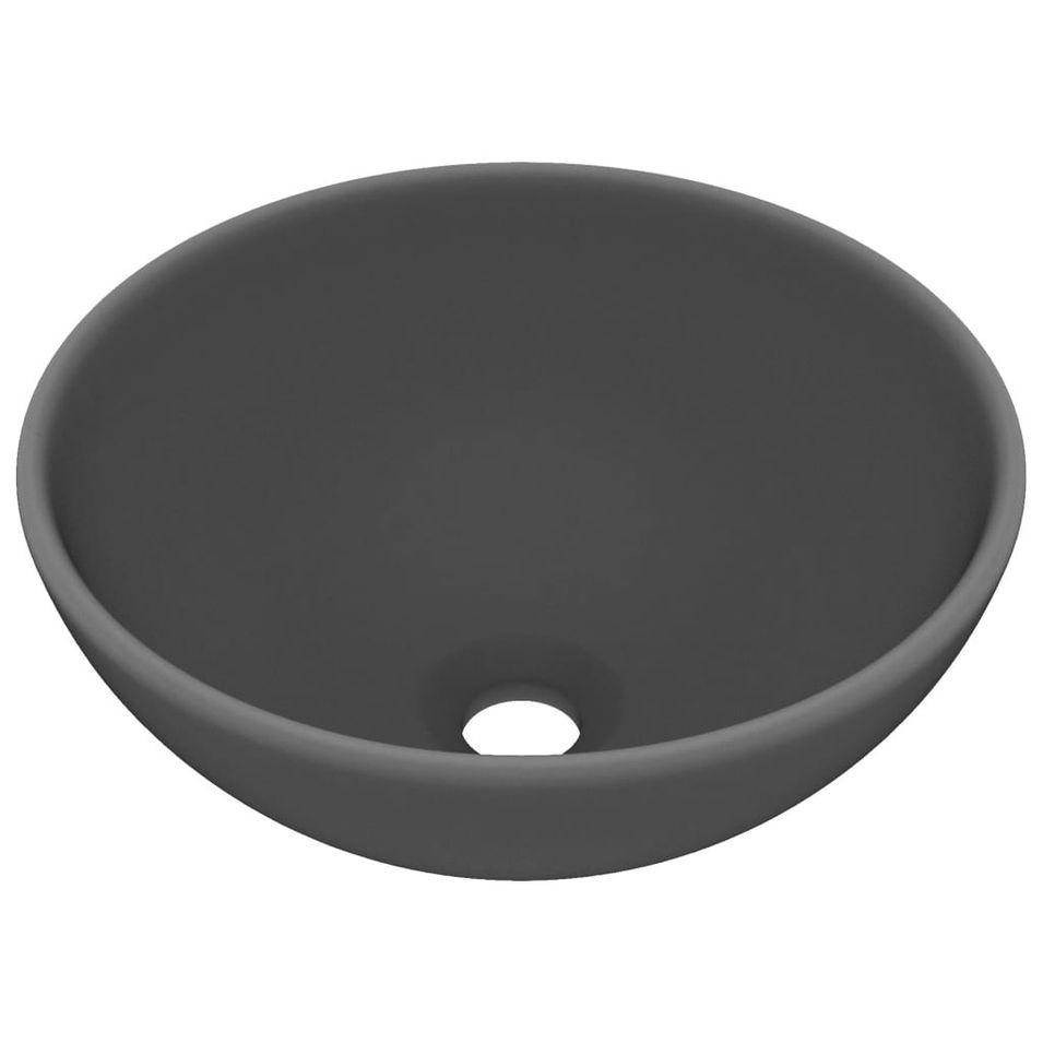 Lavabo rond de luxe de salle Gris foncé mat 32,5x14cm Céramique - Photo n°1