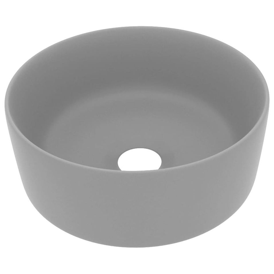 Lavabo rond de luxe Gris clair mat 40x15 cm Céramique 2 - Photo n°1