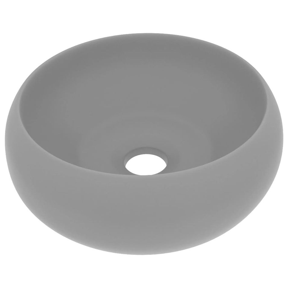 Lavabo rond de luxe Gris clair mat 40x15 cm Céramique - Photo n°1