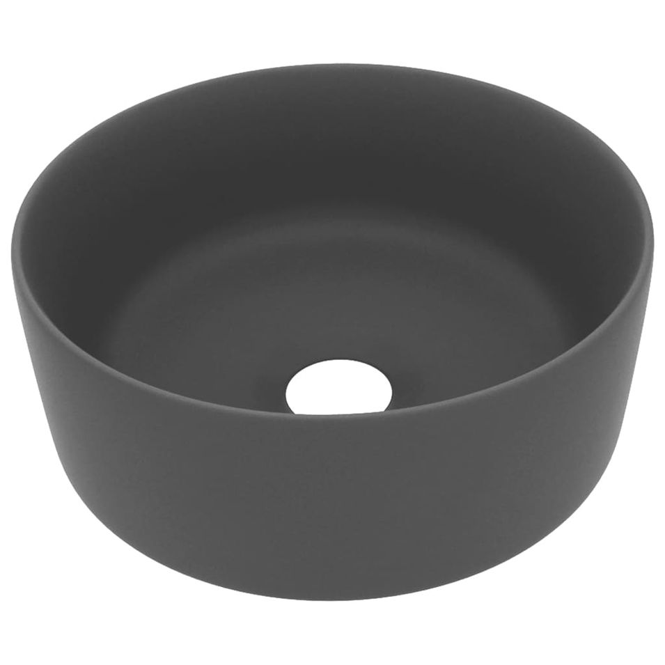Lavabo rond de luxe Gris foncé mat 40x15 cm Céramique 2 - Photo n°1
