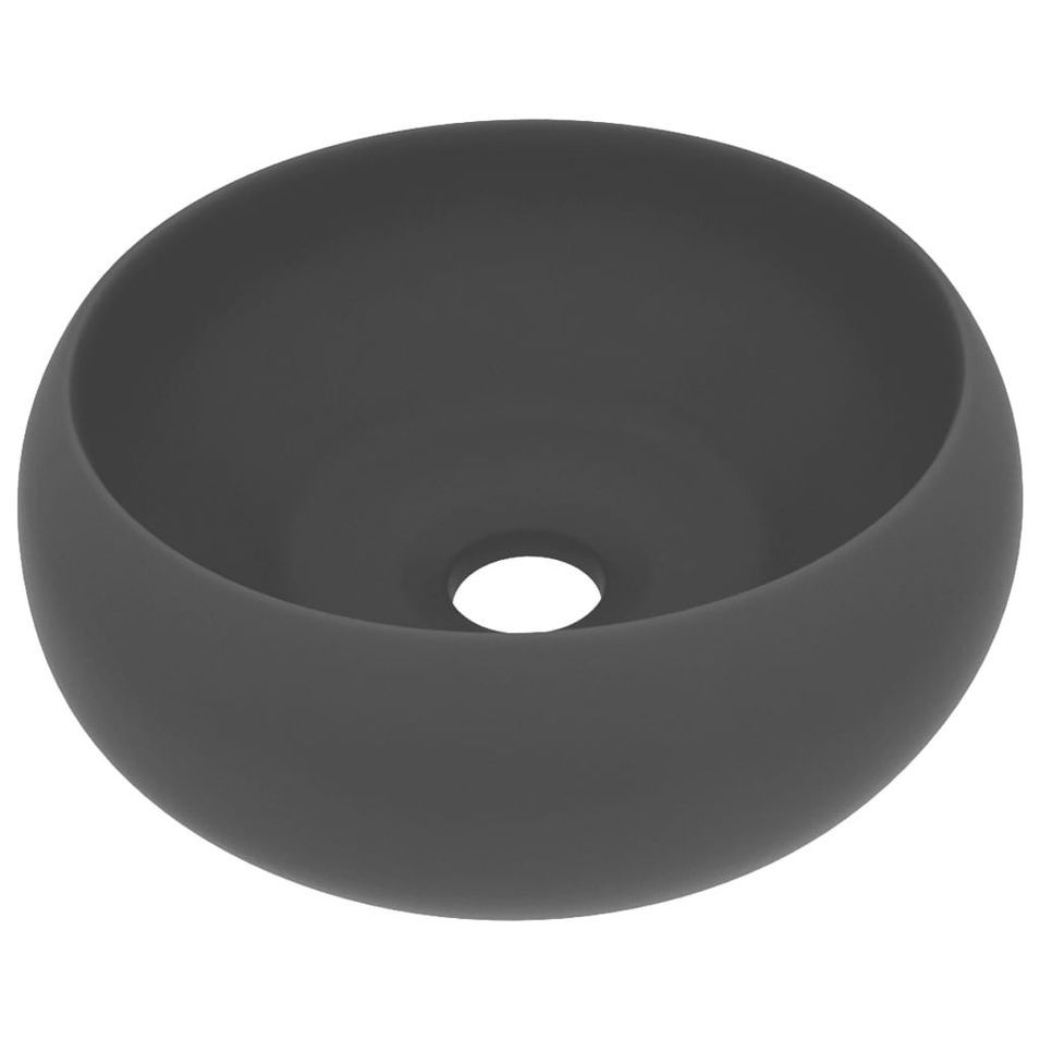 Lavabo rond de luxe Gris foncé mat 40x15 cm Céramique - Photo n°1