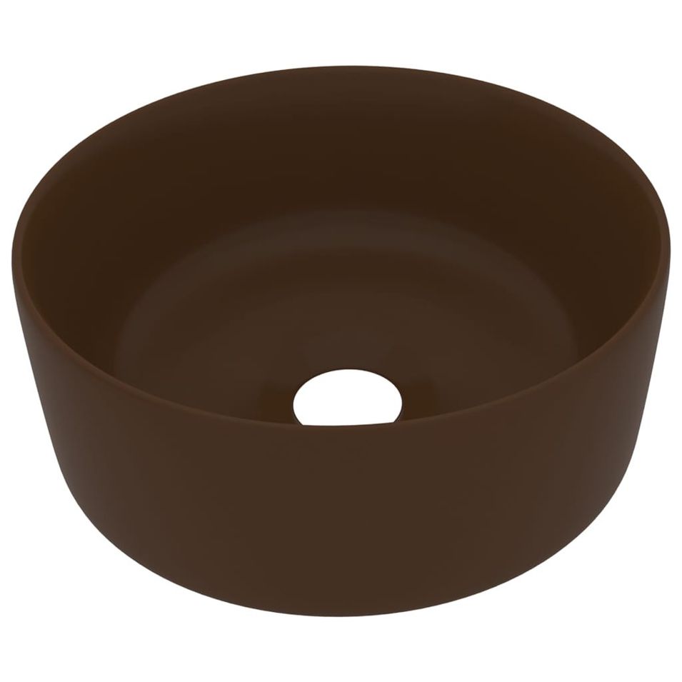 Lavabo rond de luxe Marron foncé mat 40x15 cm Céramique - Photo n°1