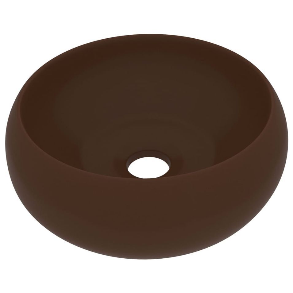 Lavabo rond de luxe Marron foncé mat 40x15 cm Céramique 2 - Photo n°1