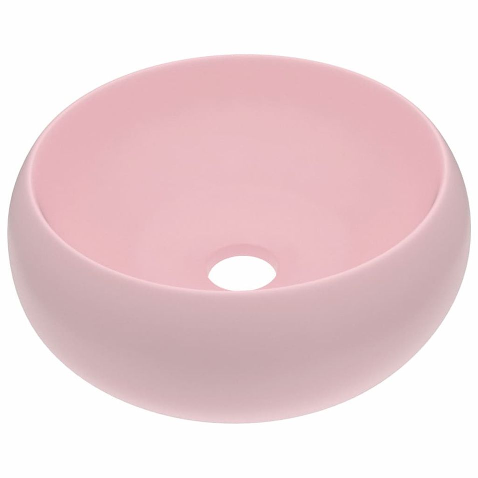 Lavabo rond de luxe Rose mat 40x15 cm Céramique - Photo n°1