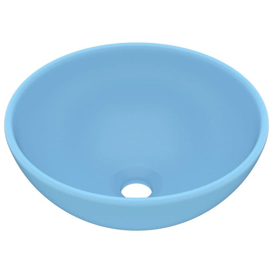 Lavabo rond de salle de bain Bleu clair mat 32,5x14cm Céramique - Photo n°1