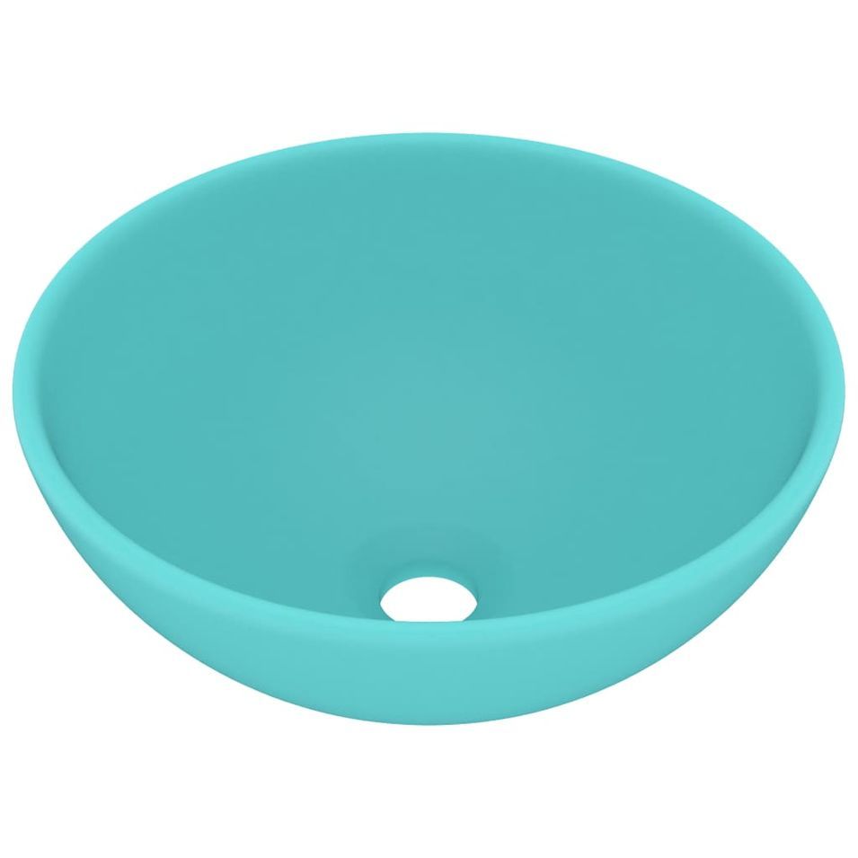Lavabo rond de salle de bain Vert clair mat 32,5x14cm Céramique - Photo n°1