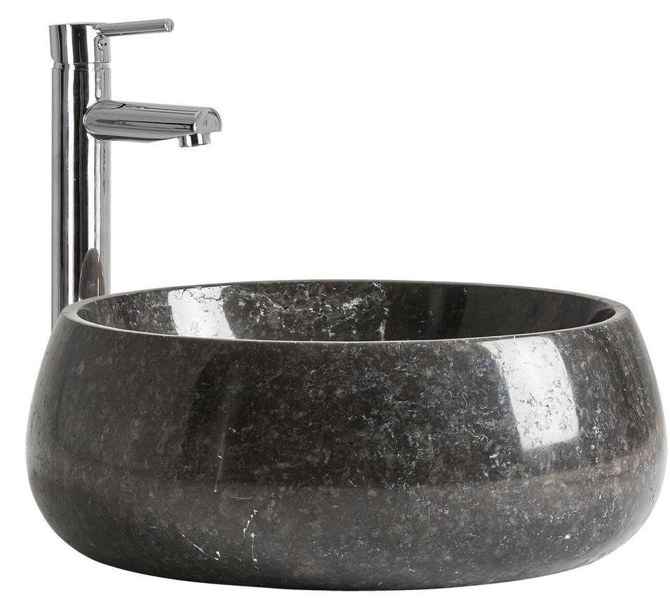 Lavabo shabby chic marbre noir brillant Coralye - Photo n°1