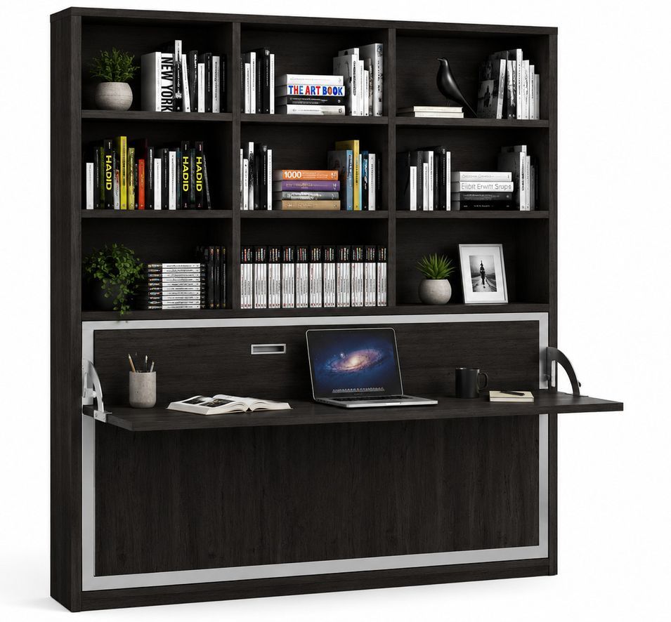 Le lit escamotable horizontal avec bureau et bibliothèque intégrés SPACIO - Ouverture automatique assistée - Photo n°1
