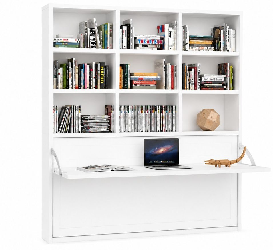 Le lit escamotable horizontal avec bureau et bibliothèque intégrés SPACIO - Ouverture automatique assistée - Photo n°1