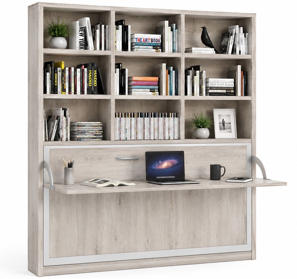 Le lit escamotable horizontal avec bureau et bibliothèque intégrés SPACIO - Ouverture automatique assistée - Photo n°1