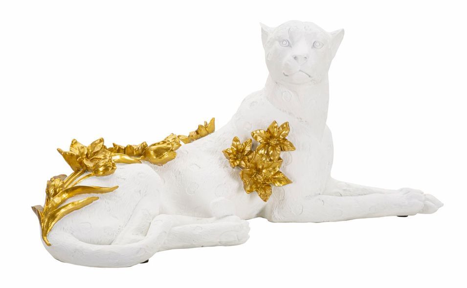 Léopard blanc/or cm 53x21,5x24 - Photo n°1