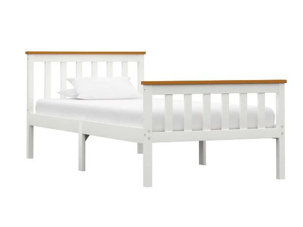 Lit 1 place pin massif blanc et clair Karibou 90x200 cm - Photo n°1