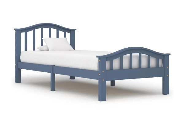 Lit 1 place pin massif gris Gefko 100x200 cm - Photo n°1