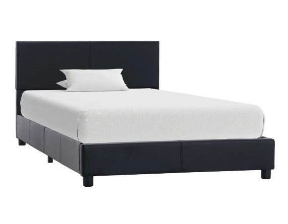 Lit 1 place simili cuir noir Nyam 100x200 cm - Photo n°1