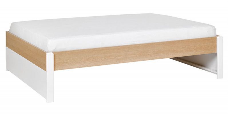 Lit 140x200 cm bois blanc et chêne clair Nomade - Photo n°1