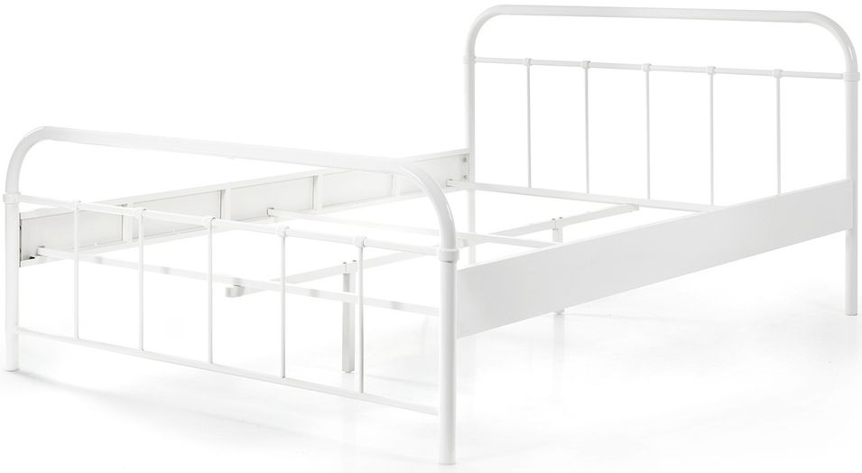 Lit 140x200 cm métal laqué blanc Boston - Photo n°1