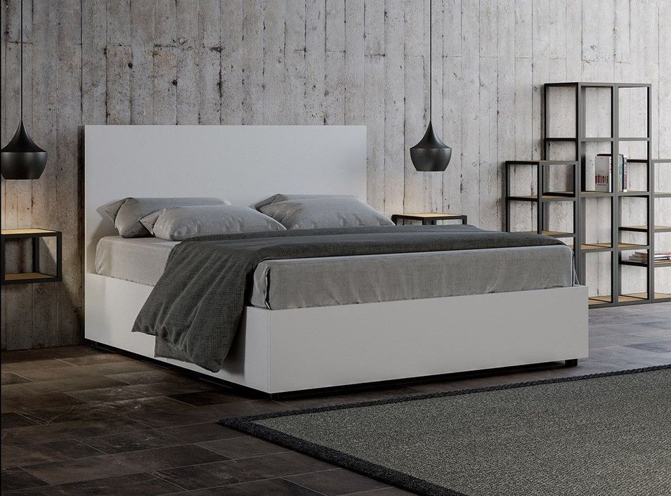 Lit 160x190 cm avec coffre bois blanc Landa - Photo n°1